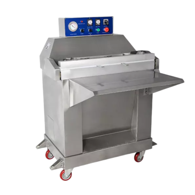 Напольная двухкамерная вакуум-упаковочная машина Hualian HVC-820S/2B-G SS, нерж., газ, эл. панель