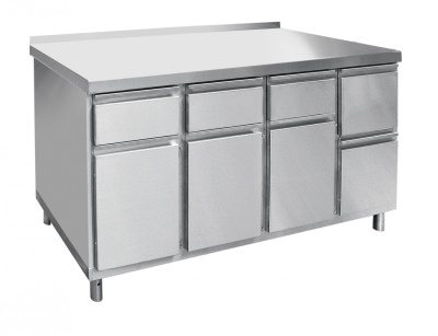 Стол для кофемашины Abat СКМ-7-2, 1400x700x860, 1 откидн. ящик, 4 шкаф, вся нерж
