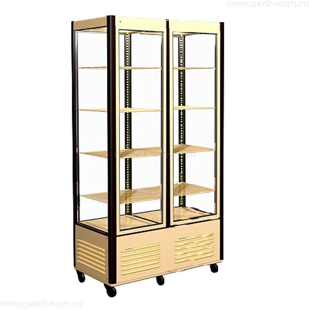 Шкаф холодильный Carboma D4 VM 800-1 (R800C Люкс) (0109-0102 (коричн-золот) 2 дв,решетки)