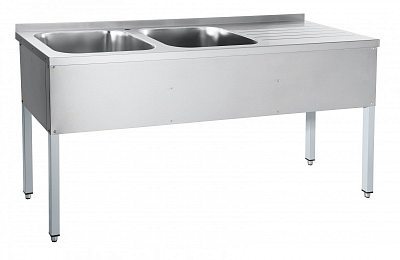 Стол для мойки овощей Abat СМО-7-7 РЧ, 1770x700x860, мойка-500x500x300, каркас крашен
