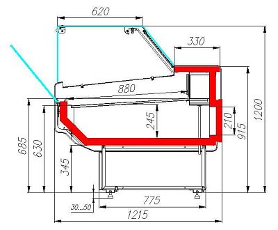 Витрина холодильная ATRIUM 2 GC120 SV 2,5-1 3004